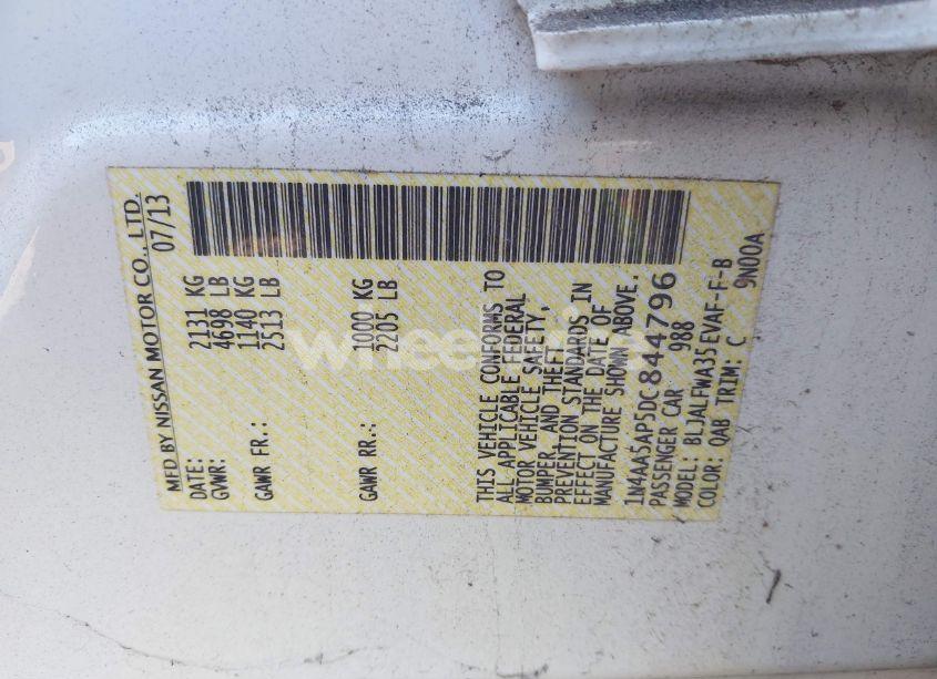 Photo 9 of 2013 Nissan Maxima S/SV (VIN 1N4AA5AP5DC844796)