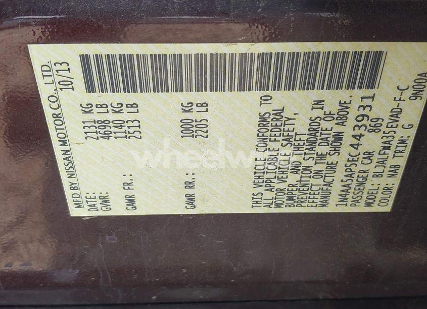 Photo 9 of 2014 Nissan Maxima 3.5 SV (VIN 1N4AA5AP5EC443931)