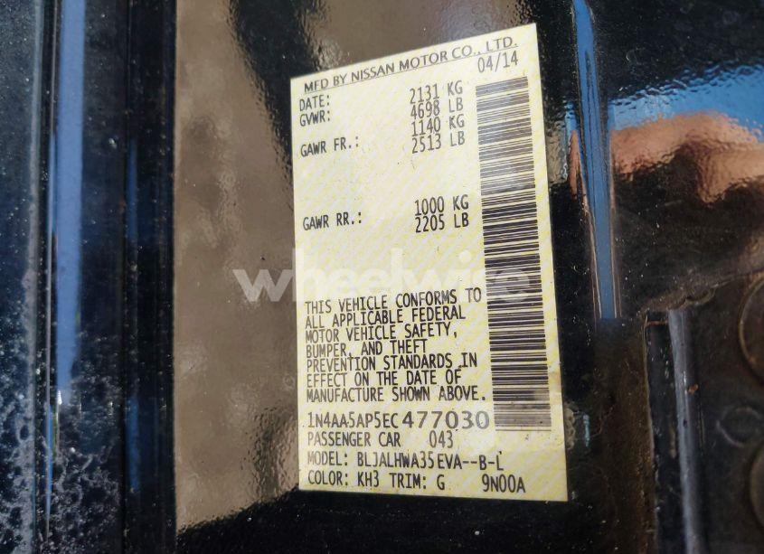 Photo 9 of 2014 Nissan Maxima 3.5 SV (VIN 1N4AA5AP5EC477030)