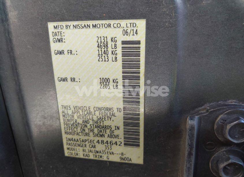 Photo 9 of 2014 Nissan Maxima 3.5 S/3.5 SV (VIN 1N4AA5AP5EC484642)