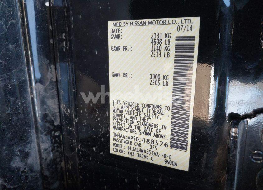 Photo 9 of 2014 Nissan Maxima 3.5 SV (VIN 1N4AA5AP5EC488576)