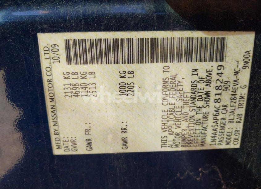 Photo 9 of 2010 Nissan Maxima 3.5 SV (VIN 1N4AA5AP6AC818249)