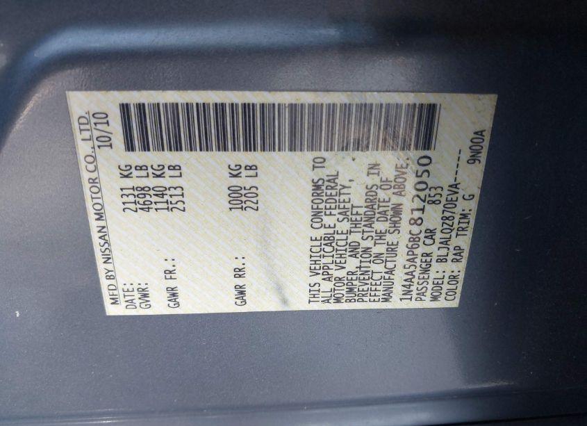 Photo 9 of 2011 Nissan Maxima (VIN 1N4AA5AP6BC812050)