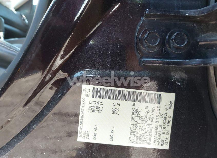 Photo 9 of 2011 Nissan Maxima 3.5 SV (VIN 1N4AA5AP6BC845100)