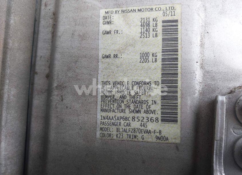 Photo 9 of 2011 Nissan Maxima 3.5 SV (VIN 1N4AA5AP6BC852368)