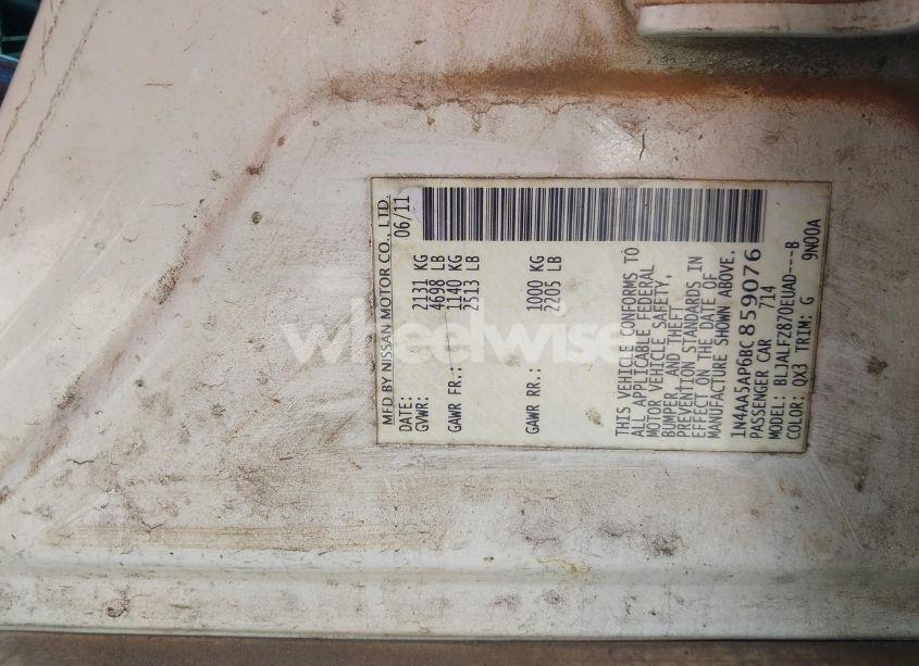 Photo 9 of 2011 Nissan Maxima 3.5 SV (VIN 1N4AA5AP6BC859076)