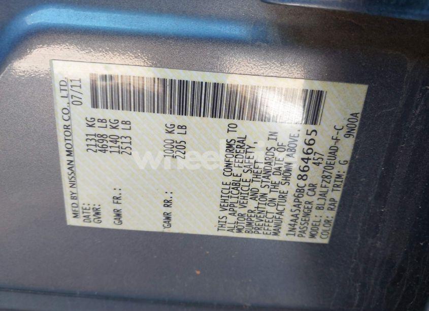 Photo 9 of 2011 Nissan Maxima 3.5 SV (VIN 1N4AA5AP6BC864665)