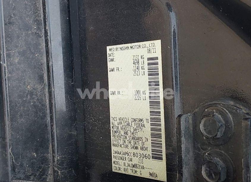 Photo 9 of 2012 Nissan Maxima 3.5 S (VIN 1N4AA5AP6CC803060)