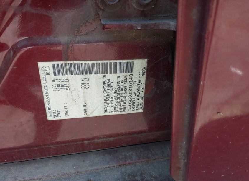 Photo 9 of 2012 Nissan Maxima 3.5 S (VIN 1N4AA5AP6CC810140)