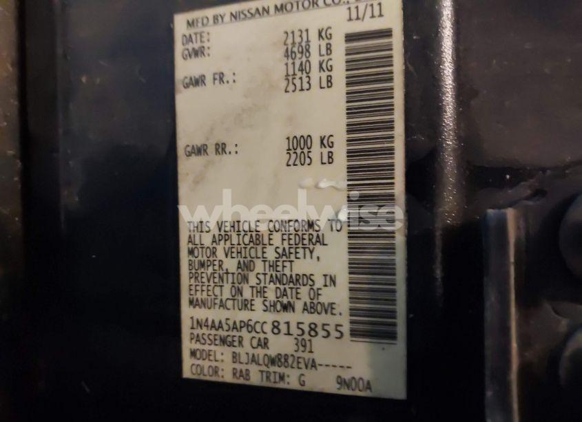 Photo 9 of 2012 Nissan Maxima 3.5 S (VIN 1N4AA5AP6CC815855)