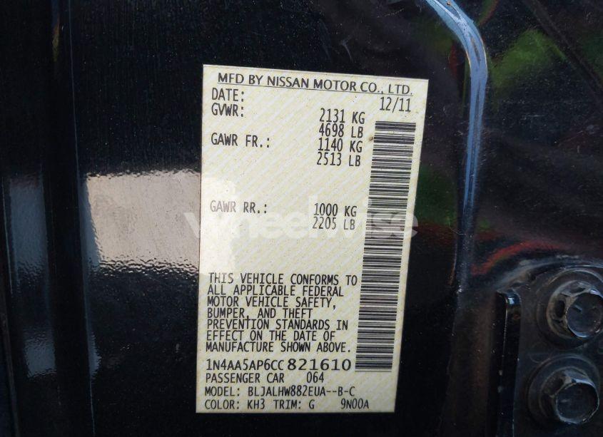 Photo 9 of 2012 Nissan Maxima 3.5 SV (VIN 1N4AA5AP6CC821610)