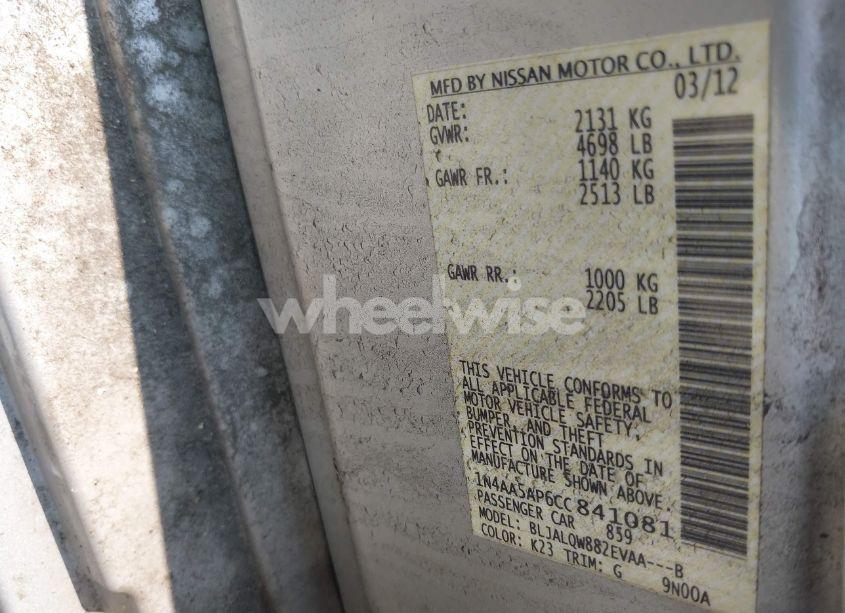 Photo 9 of 2012 Nissan Maxima 3.5 S (VIN 1N4AA5AP6CC841081)