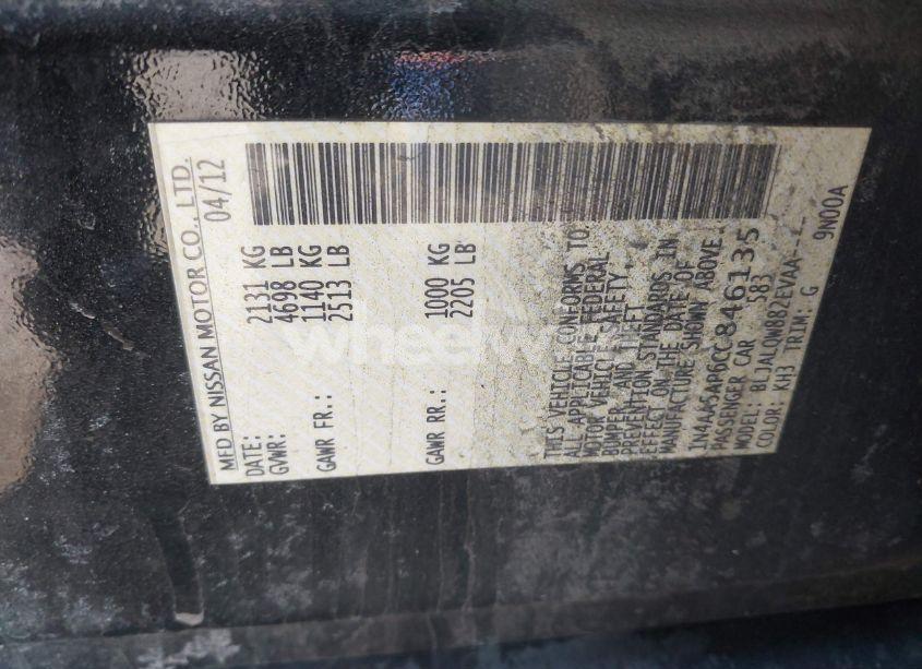 Photo 9 of 2012 Nissan Maxima 3.5 S (VIN 1N4AA5AP6CC846135)