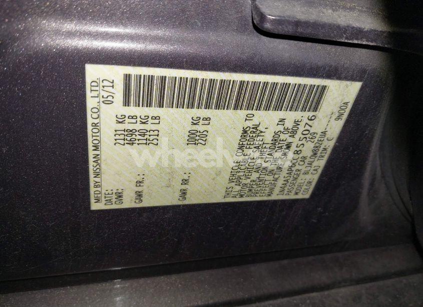 Photo 9 of 2012 Nissan Maxima 3.5 S (VIN 1N4AA5AP6CC855076)