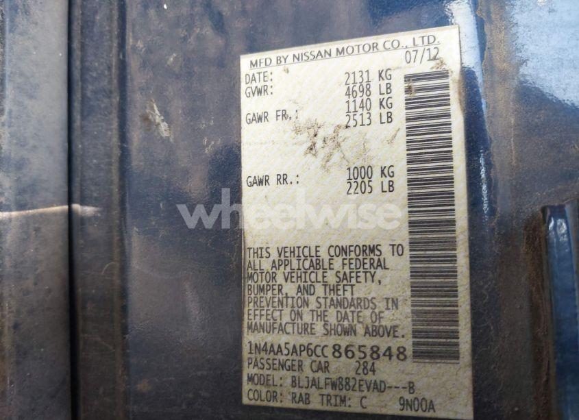 Photo 9 of 2012 Nissan Maxima 3.5 SV (VIN 1N4AA5AP6CC865848)