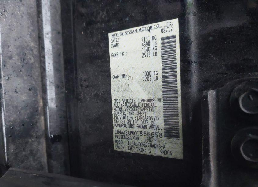 Photo 9 of 2012 Nissan Maxima 3.5 SV (VIN 1N4AA5AP6CC866658)