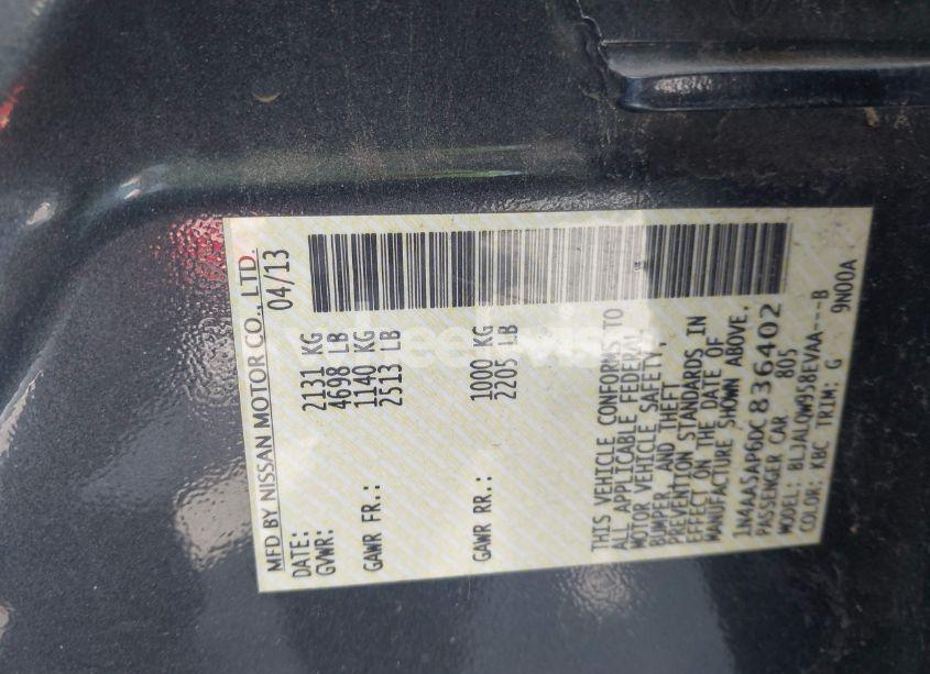 Photo 9 of 2013 Nissan Maxima 3.5 S (VIN 1N4AA5AP6DC836402)