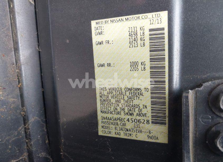 Photo 9 of 2014 Nissan Maxima 3.5 S/3.5 SV (VIN 1N4AA5AP6EC450628)