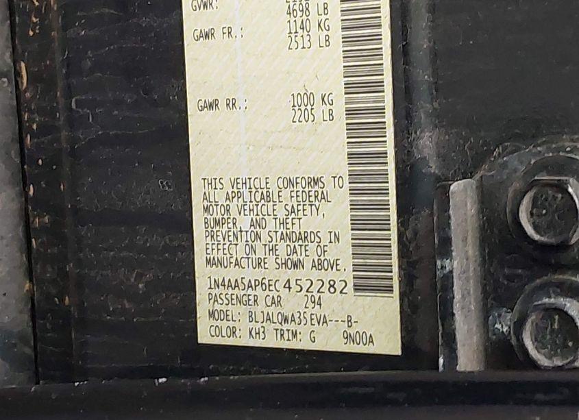 Photo 9 of 2014 Nissan Maxima 3.5 S (VIN 1N4AA5AP6EC452282)