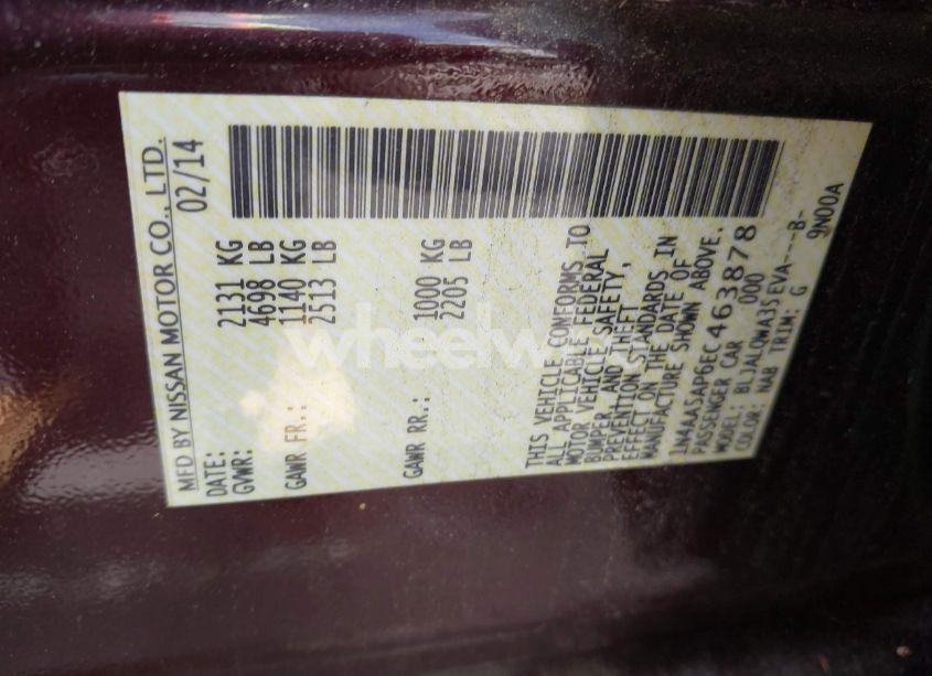 Photo 9 of 2014 Nissan Maxima 3.5 S/3.5 SV (VIN 1N4AA5AP6EC463878)