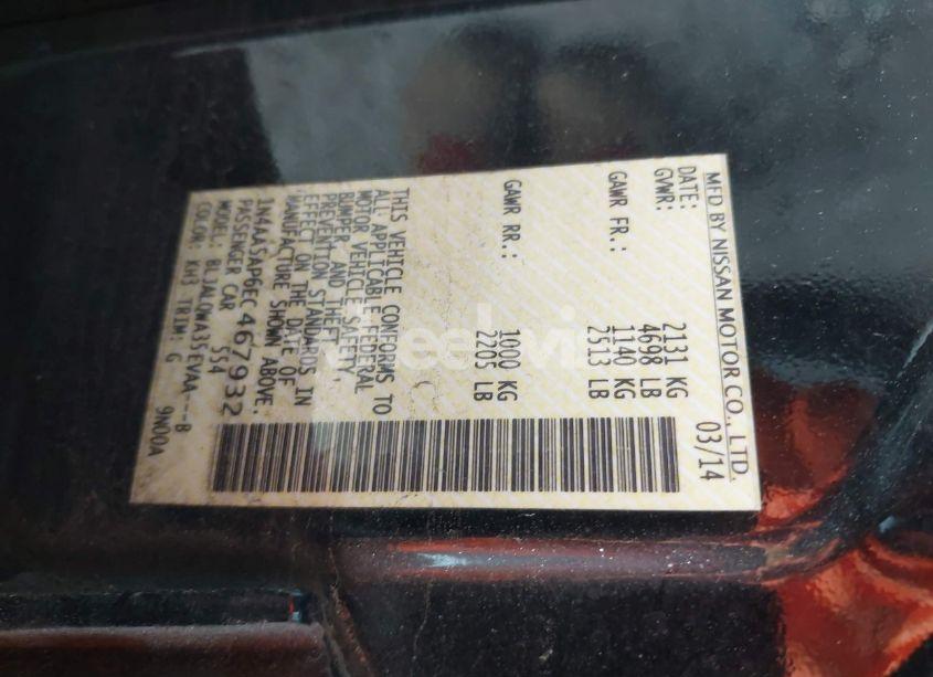 Photo 9 of 2014 Nissan Maxima 3.5 S (VIN 1N4AA5AP6EC467932)