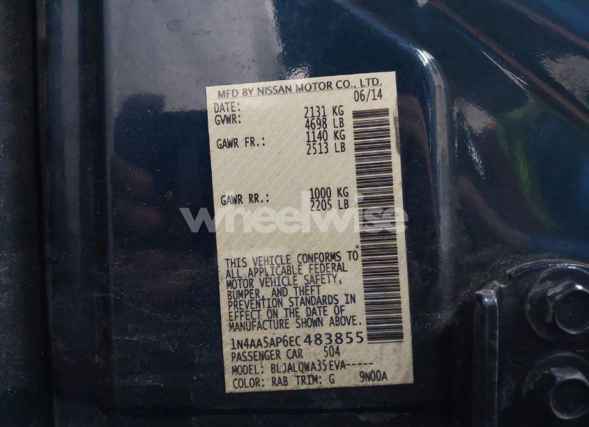 Photo 9 of 2014 Nissan Maxima 3.5 S/3.5 SV (VIN 1N4AA5AP6EC483855)