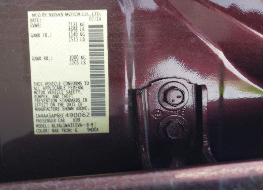 Photo 9 of 2014 Nissan Maxima 3.5 SV (VIN 1N4AA5AP6EC490062)