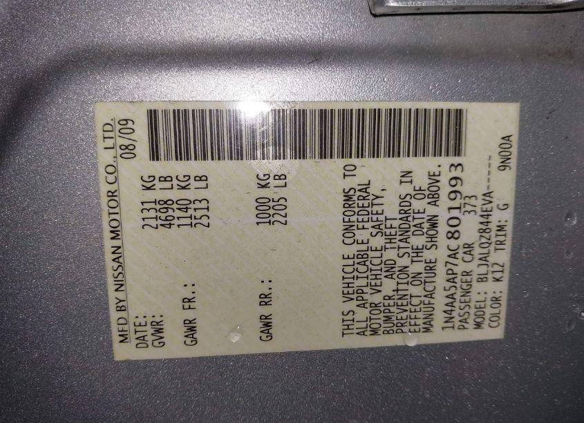 Photo 9 of 2010 Nissan Maxima 3.5 S (VIN 1N4AA5AP7AC801993)