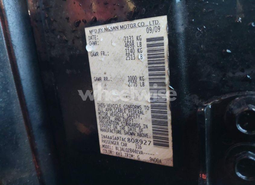 Photo 9 of 2010 Nissan Maxima 3.5 S (VIN 1N4AA5AP7AC808927)