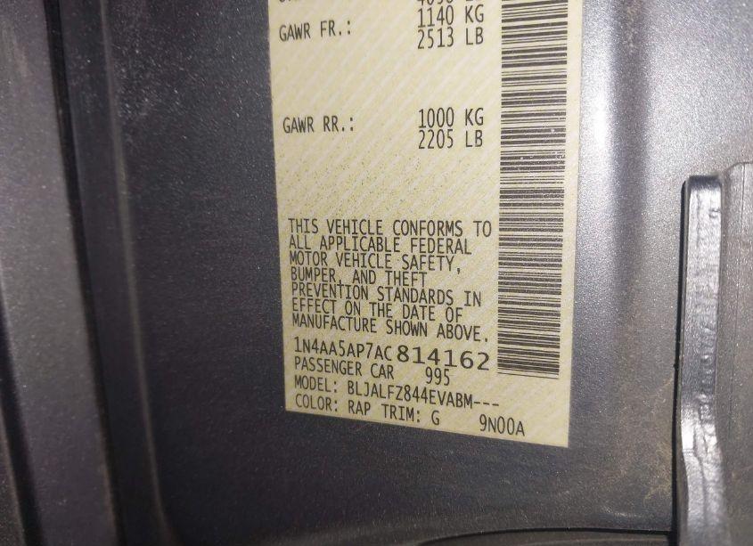 Photo 9 of 2010 Nissan Maxima 3.5 SV (VIN 1N4AA5AP7AC814162)