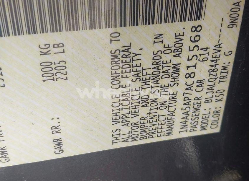 Photo 9 of 2010 Nissan Maxima 3.5 S (VIN 1N4AA5AP7AC815568)