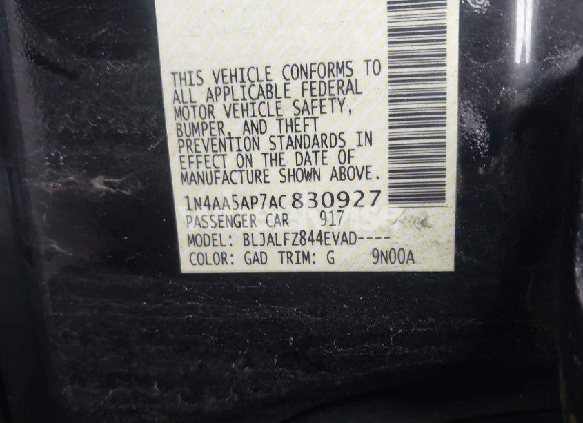 Photo 9 of 2010 Nissan Maxima 3.5 SV (VIN 1N4AA5AP7AC830927)