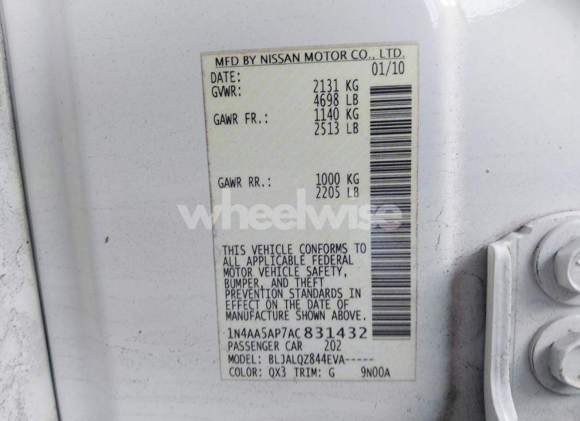 Photo 9 of 2010 Nissan Maxima 3.5 S (VIN 1N4AA5AP7AC831432)