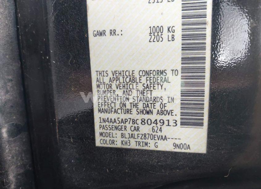 Photo 9 of 2011 Nissan Maxima 3.5 SV (VIN 1N4AA5AP7BC804913)