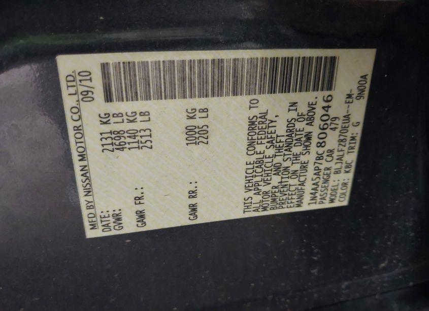 Photo 9 of 2011 Nissan Maxima 3.5 SV (VIN 1N4AA5AP7BC806046)