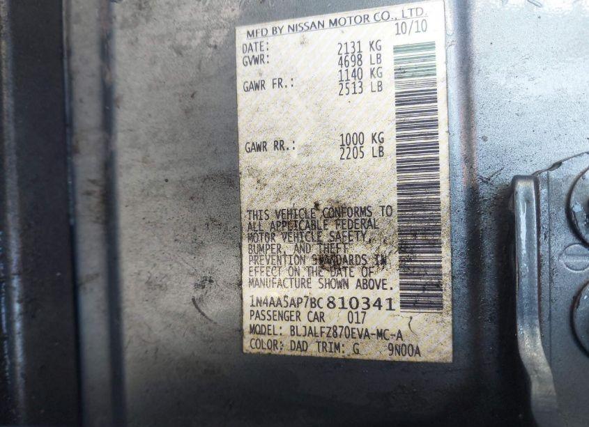 Photo 9 of 2011 Nissan Maxima 3.5 SV (VIN 1N4AA5AP7BC810341)