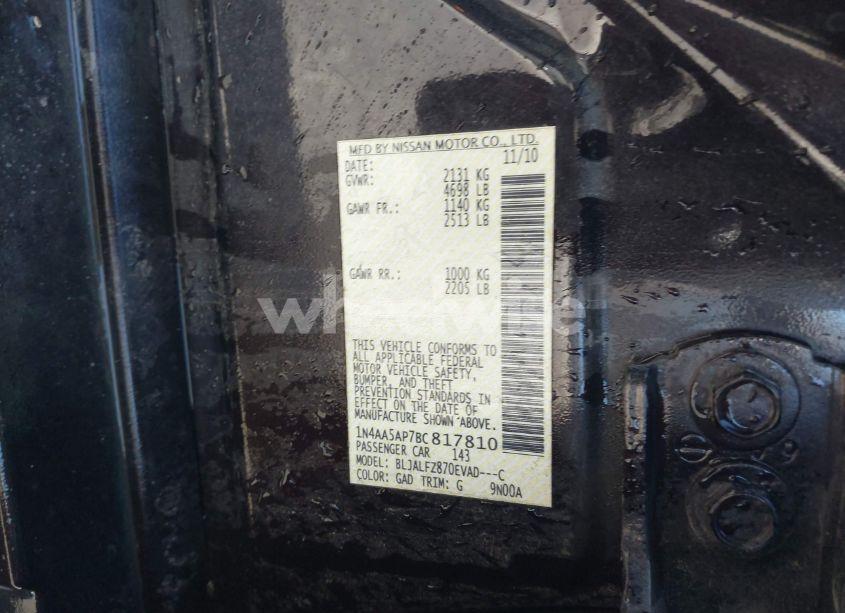 Photo 9 of 2011 Nissan Maxima 3.5 SV (VIN 1N4AA5AP7BC817810)