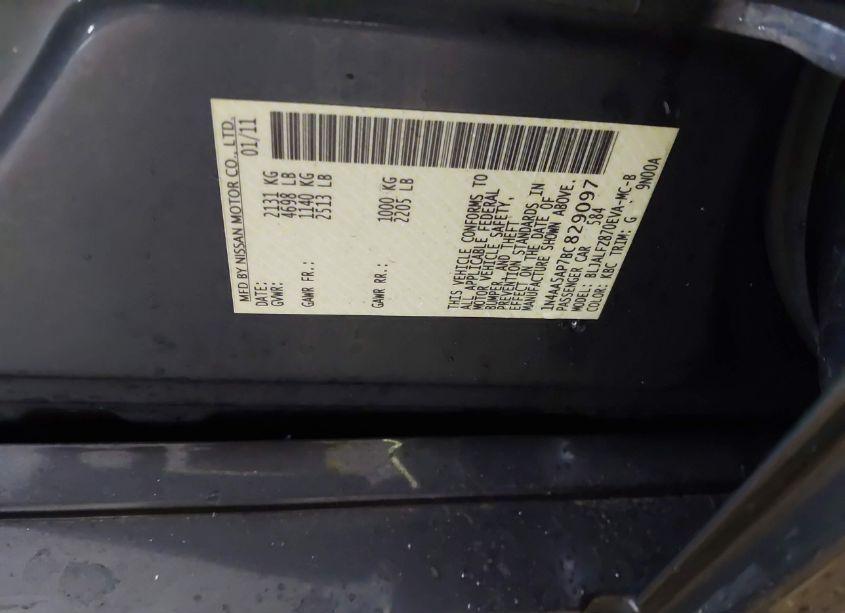 Photo 9 of 2011 Nissan Maxima 3.5 SV (VIN 1N4AA5AP7BC829097)