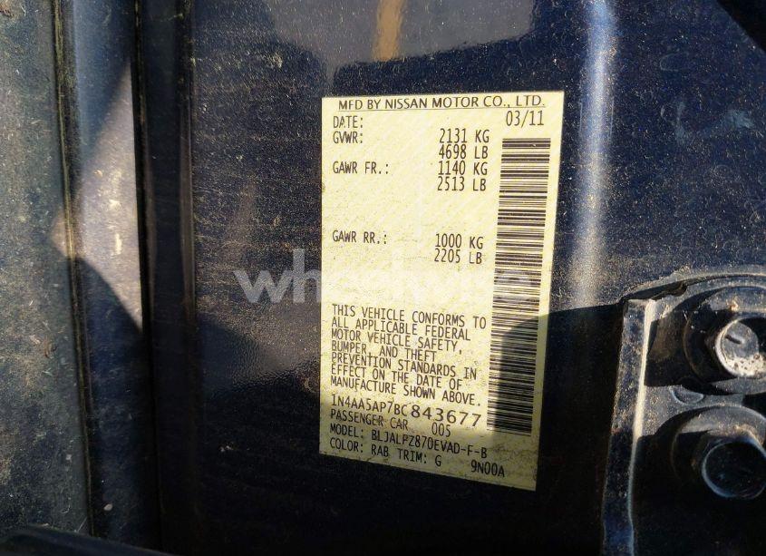 Photo 9 of 2011 Nissan Maxima 3.5 SV (VIN 1N4AA5AP7BC843677)