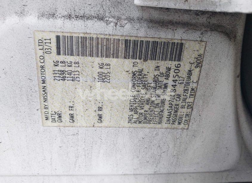 Photo 9 of 2011 Nissan Maxima 3.5 SV (VIN 1N4AA5AP7BC844506)