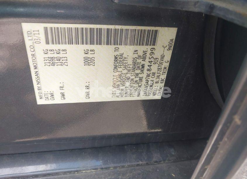 Photo 9 of 2011 Nissan Maxima 3.5 SV (VIN 1N4AA5AP7BC844599)