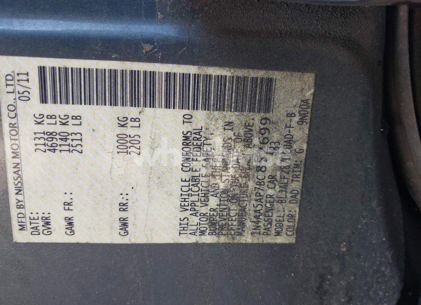 Photo 9 of 2011 Nissan Maxima 3.5 SV (VIN 1N4AA5AP7BC852699)