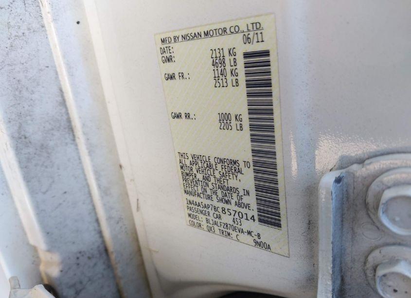 Photo 9 of 2011 Nissan Maxima 3.5 SV (VIN 1N4AA5AP7BC857014)