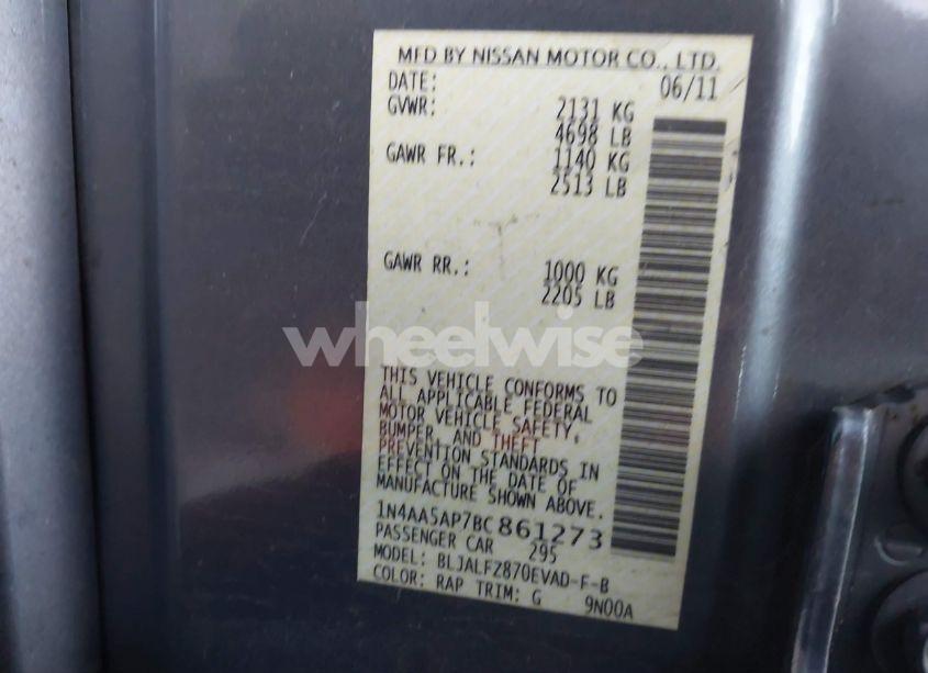 Photo 9 of 2011 Nissan Maxima 3.5 SV (VIN 1N4AA5AP7BC861273)