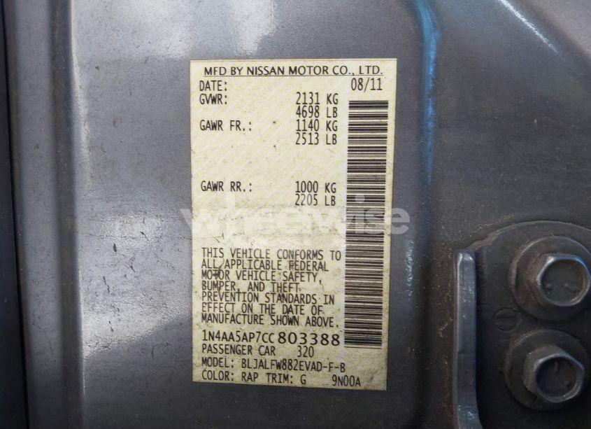 Photo 9 of 2012 Nissan Maxima 3.5 SV (VIN 1N4AA5AP7CC803388)