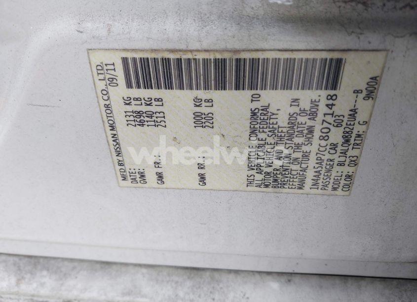 Photo 9 of 2012 Nissan Maxima 3.5 S (VIN 1N4AA5AP7CC807148)