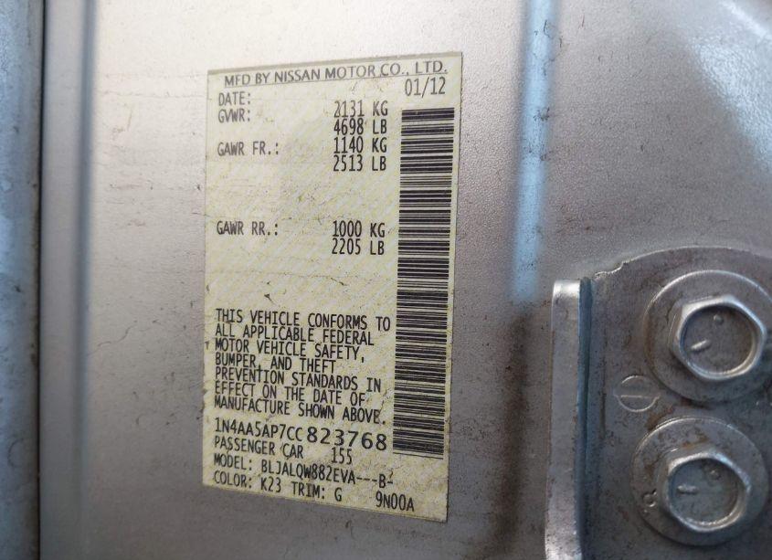 Photo 9 of 2012 Nissan Maxima 3.5 S (VIN 1N4AA5AP7CC823768)