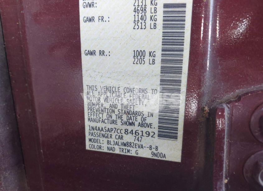 Photo 9 of 2012 Nissan Maxima 3.5 SV (VIN 1N4AA5AP7CC846192)