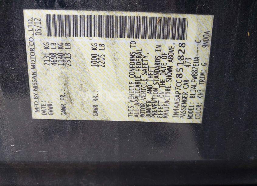 Photo 9 of 2012 Nissan Maxima 3.5 SV (VIN 1N4AA5AP7CC851828)