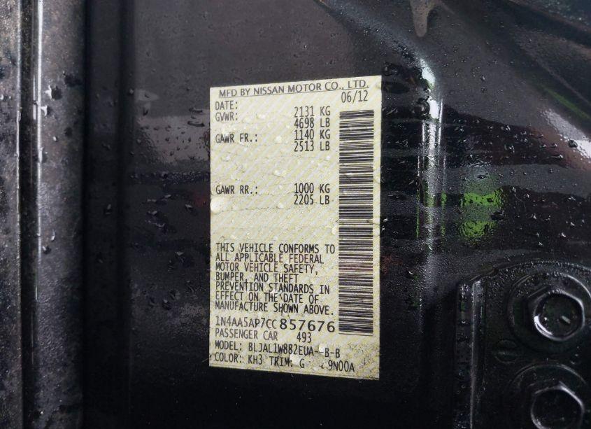 Photo 9 of 2012 Nissan Maxima 3.5 SV (VIN 1N4AA5AP7CC857676)